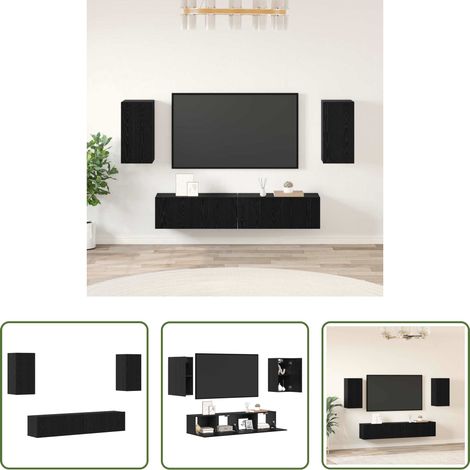 Rangement salon - Ensemble meuble TV 4 pcs Chêne noir Bois d'ingénierie (1/5)