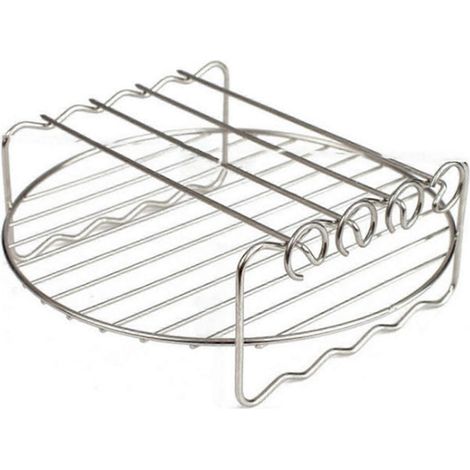 Friteuse à air chaud double couche, barbecue rond à 4 ou 5 broches avec support en acier inoxydable pour brochettes, accessoires pour porte-serviettes multifonctionnels