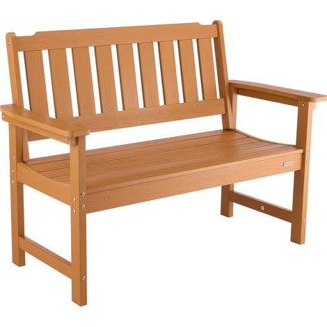 VEVOR Panca da Giardino, Panca da Esterno in Plastica Lunghezza 128 cm Capacita di Carico da 363 kg, Sedia per Esterno con Schienale Braccioli per Cortile, Parco, Giardino, Colore Legno Naturale
