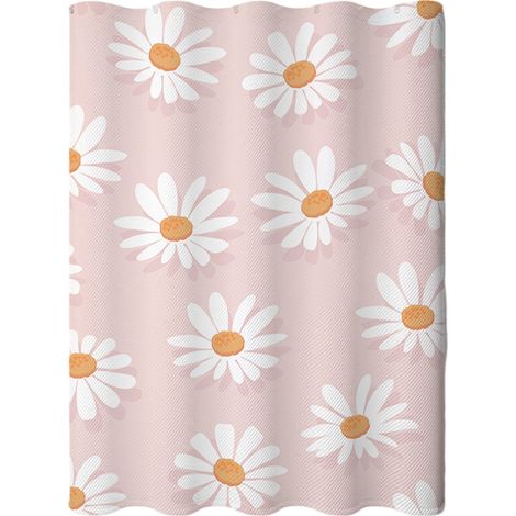 1 rideau de douche Divers accessoire de portail, motif marguerite, tissu polyester imperméable, ourlet lesté, 12 crochets inclus, pour salle de bain et camping-car (1/5)