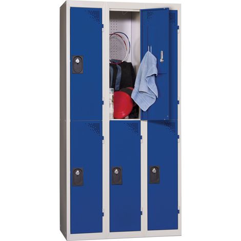 PROVOST - Vestiaire multicases Provost - 3 colonnes × 2 cases monobloc en acier bleu