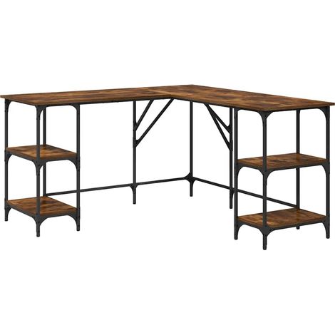 Maison Exclusive - Schreibtisch Räuchereiche 139x139x75 cm Holzwe