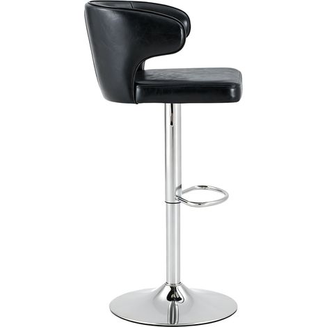 Set de 2 taburetes de bar con respaldo, altura regulable, giratorios 360°, negro (1/5)