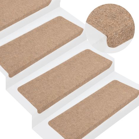 Tapis d'escalier auto-adhésifs 15 pcs,Marchettes d'escalier,Protections d'escalier 65x24,5x3,5 cm Beige DVNEI230041 (1/5)