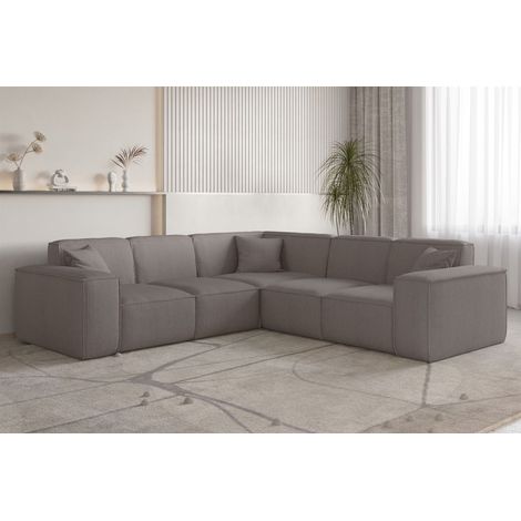 Ecksofa Designersofa CELES PREMIUM in Stoff Scala Taupe Seite Universal (1/3)
