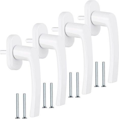 4 Pièces Poignee Fenetre, Poignee Fenetre PVC sans Cylindre de Fermeture avec 8 Vis, PoignéE de FenêTre Blanche en Aluminium Longueu 35 Mm pour FenêTres, Portes Balcon Et Maison (1/5)