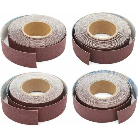 Rouleau de papier abrasif, grain 150, grain 240, grain 320, bande abrasive grain 400 - 6 mètres 4 rouleaux de bande abrasive pour poncer le bois, le tournage sur bois, l'automobile MNS (1/4)