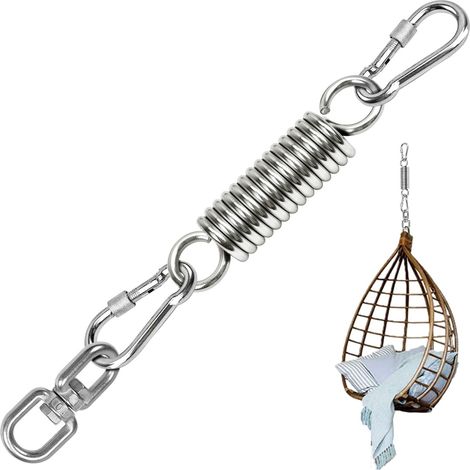 Ressort de Suspension, Ressort en Acier, Hamac à Ressort Rotatif, avec 2 Mousquetons et Pivot à 360 °, Capacité de Charge Jusqu'à 250 kg pour Support de Sac de Boxe, Hamac, Yoga (1/5)