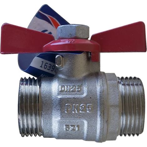 Vanne à sphère PN25 NILE VA25 ACS Manette Papillon rouge Mâle/Mâle 1" (26/34) - Arco