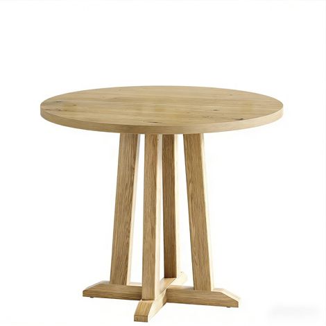 Table à manger ronde en bois marron 80 cm, hauteur 75 cm, table seule (1/5)