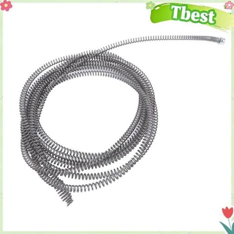 Tbest Câble de tarière de vidange Nettoyeur de canalisations, tarières, câble à ressort, 16mm, pour bricolage kit 5 m / 16,4 pieds (1/5)