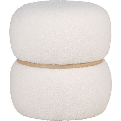 Pouf rond en tissu bouclette ø38cm - Blanc - MILFORD (1/5)