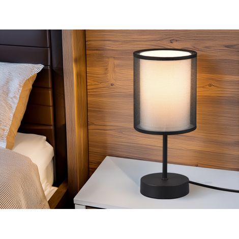 LED Tischleuchte 2-lagig Stoff Organza transparent Schwarz innen Weiß, Höhe 28cm (1/5)