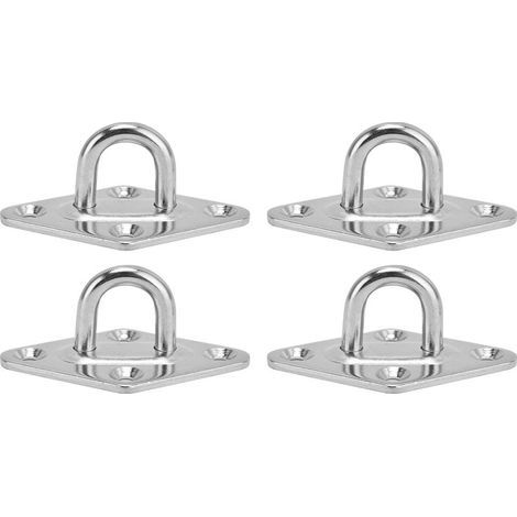 Kit Outdoor 304 Stainless Steel Eye Plate Ceiling Wall Mount Hook - 4 Pièces pour Fixation Rope Steel Wire Hammock Swing Decor (1/4)