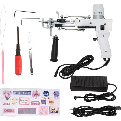 2-in-1-Tuftingpistole, 40 Stiche/Sekunde, einstellbare Geschwindigkeit, elektrischer Teppichmacher, 100–240 V, weiß, EU-Stecker (1/5)