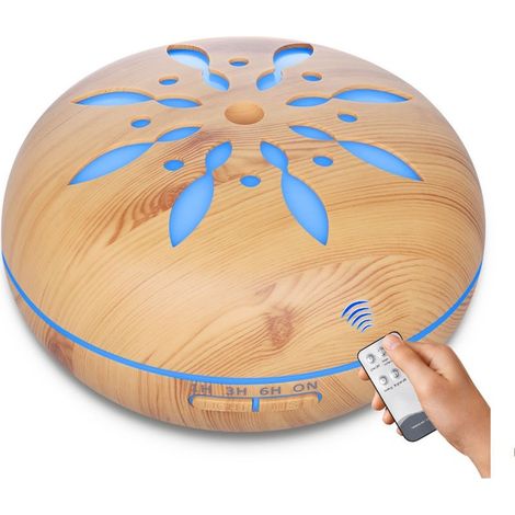 Diffuseur d'huiles essentielles 550 ML, diffuseur d'arôme humidificateur à ultrasons + lumière LED 7 Couleurs, télécommande, pour la Maison, Yoga,Spa (1/3)