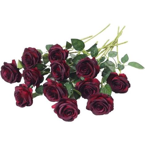 Flores artificiales,12 tallos,45 cm,Rosas artificiales,Flores de rosa,Decoración para el Día de San Valentín,Flores artificiales realistas (1/5)