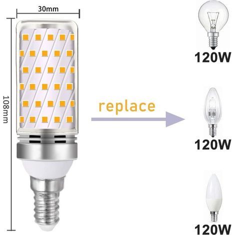 Ampoule E14 16W LED Blanc Chaud 3000K 1600lm, Équivalent Lampe Halogène E14 100W 120W, AC 230V, non-dimmable, 4pcs (1/4)