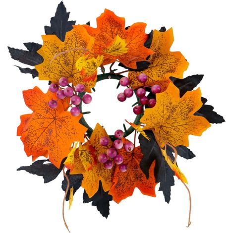 Guirlande De Porte Automnale - Couronne En Branches Naturelles Avec Feuilles D'érable Et Roses Artificielles - 31 Cm - Pour Décoration Intérieure Ou Extérieure (1/5)