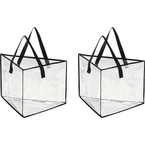 Bolsa de almacenamiento reutilizable, diseño que ahorra espacio, 2 unidades - Transparente (1/2)