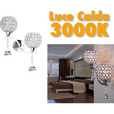 Applique murale double ronde en cristal, lumière chaude LED 3000 W