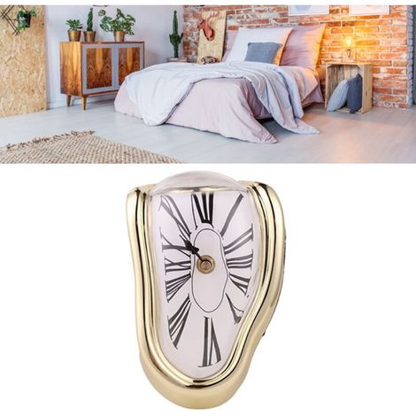 Dekorative Retro-Tischuhr, goldfarbener Kunststoff mit galvanisierter Metallic-Lackierung (145 x 175 x 115 mm)