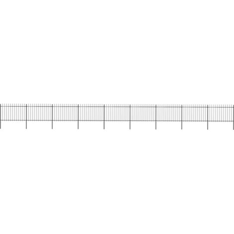 Recinzione da Giardino con Punta a Lancia in Acciaio 1603,5x120 cm Nero vidaXL