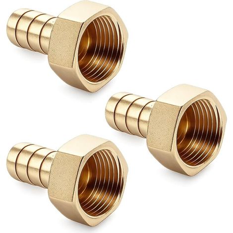 Set mit 3 1/2-Zoll-Messingringverschraubungen mit 12-mm-Innengewinde für Gartenschläuche, Rohrleitungen, Gasanschlüsse, einfache Installation - (1/5)