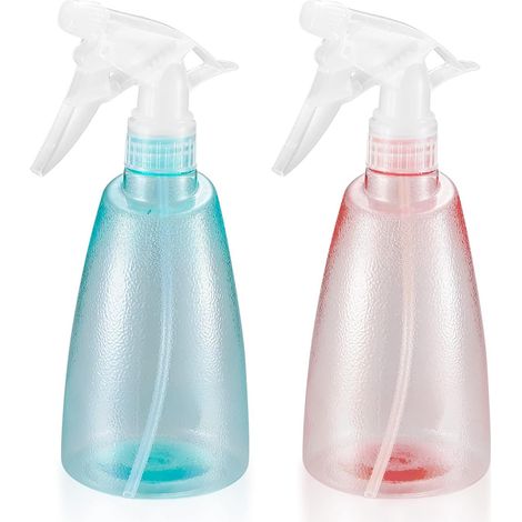 2 Stück leere Sprühflaschen 500 ml, Kunststoff-Sprühflaschen, leere Sprühflasche, leere Pumpflasche für Haushalt, Garten, Friseur, Pflanzen, Blumen – Rosa/Grün