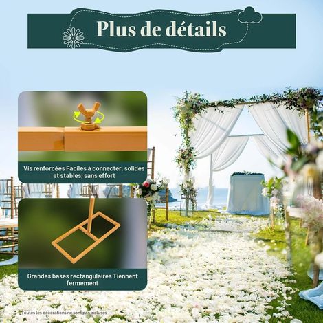 WANLECY Arche de décoration de mariage en métal de 3 × 3 mètres, hauteur réglable, adaptée aux mariages, fêtes et autres événements (1/5)