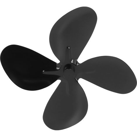 Pales de rechange pour ventilateur de poêle, en alliage d'aluminium, pour cheminée, 4 pales, vis à six pans creux, noir. (1/5)