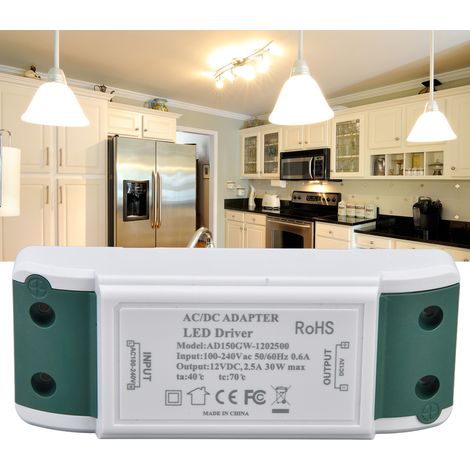 Alimentation LED 12V DC 30W 2.5A Transformateur pour Lampe DIY Décoration Maison Courant Constant 100‑240V