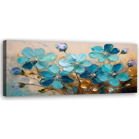 Tableau déco Fleurs Turquoise Plantes Nature 90x30 (1/5)