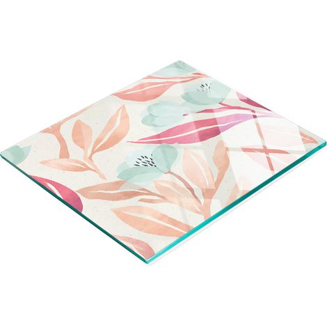 Tagliere e vassoio da cucina decorativo in vetro con motivo floreale, 60x52 cm (1/5)
