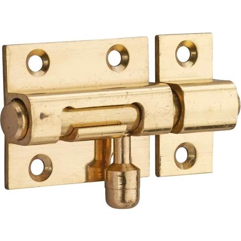 Targette pour Meuble - 1 Pièce - Laiton Massif - Pêne de 8 mm et Finition Dorée - Sécurité Armoire et Placard - 35x30 mm (1/2)
