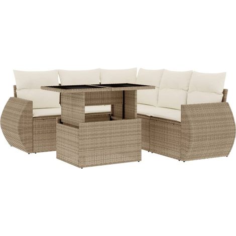 Set Divano da Giardino 6 pz con Cuscini Beige in Polyrattan vidaXL (1/5)