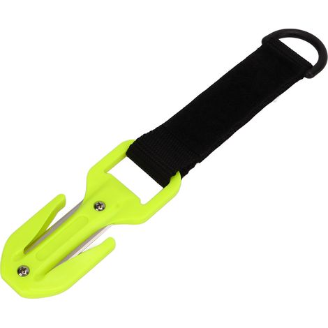 Coupe-corde de plongée sous-marine double face avec lame pour la sécurité et le sauvetage des plongeurs, jaune fluorescent (1/5)