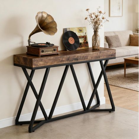 Table console en MDF avec cadre en métal noir, pour salon et entrée (1/5)