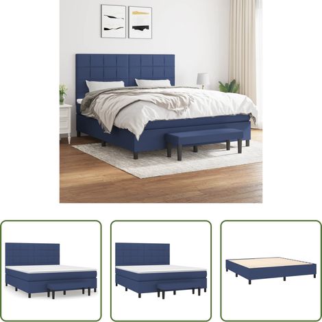 Matratze - Boxspringbett mit Matratze Blau 160x200 cm Stoff (1/5)