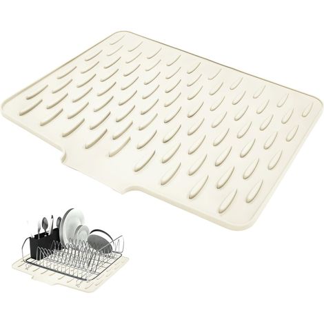 Tapis Egouttoir Vaisselle - Silicone Alimentaire 1,3 Cm - Bord Incliné Evacuation Eau - Antidérapant Recto/Verso - Cuisine