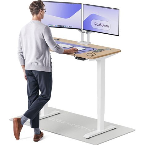 Desktronic Bureau assis debout HomePro - 120x60cm - Bambou/Blanc
