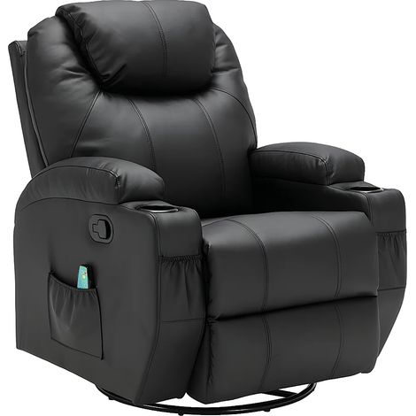 Fauteuil massant SILVANO en simili - Noir (1/5)