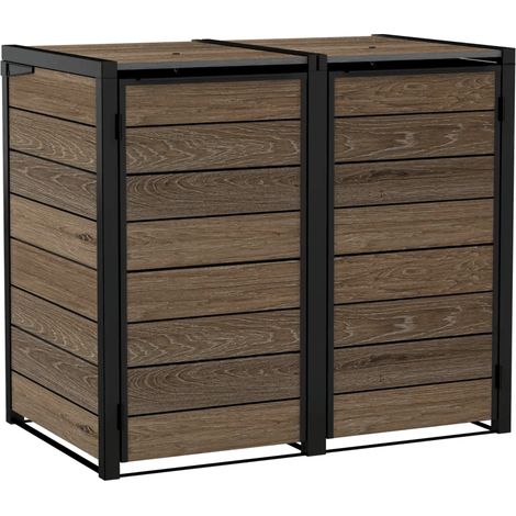 Keter Signature Hide Away Mülltonnenbox, 2×240L, DecoCoat Holzoptik, wetterfest