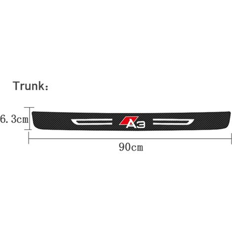 (1 pièce pour coffre) Autocollants de seuil de coffre en fibre de carbone pour Audi A3,avec logo,film protecteur et protections de pédales (1/3)