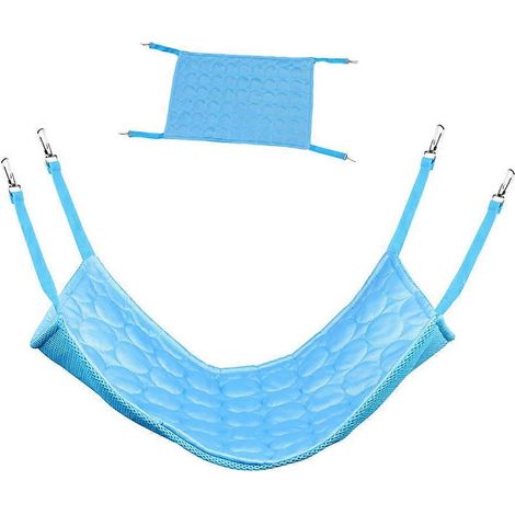 Nid suspendu pour animaux avec crochet, double face, lavable - Taille M - Bleu (1/4)