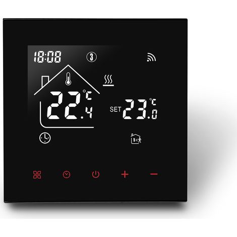 WiFi Smart Thermostat for Gas Boiler Heating Room Thermostats, Smart Programmable Thermostat, Compatible with Tuya Alexa Google Assistant 3A, Black (1/5)