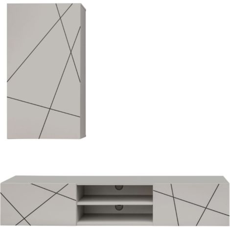 Composición mural DASH – Mueble TV y cajón mural – Acabado Cashmere