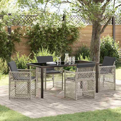 vidaXL Set da Pranzo per Giardino 5 pcs Grigio chiaro polyrattan