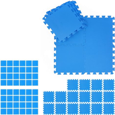 Relaxdays Floor Mat, 72 Protective Tiles, Sports & Fitness Equipment, Bordered, EVA, Surface 6.48m², WxD 30x30 cm, Blue