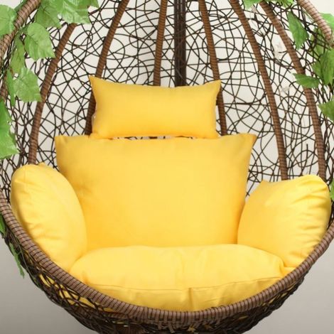 Coussin de rechange XXL pour fauteuil suspendu, assise et dossier, housse déhoussable et lavable, polyester, coloris jaune, version imperméable